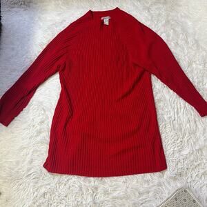 Avenue Rib knit long sleeve pullover sweater 2XL Red Womens